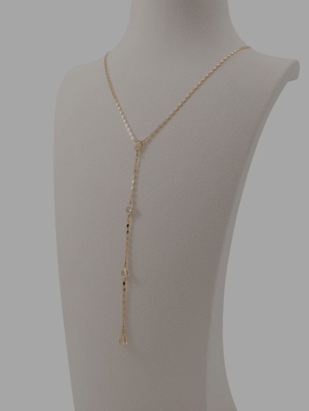 Aldo Gold Y-Lariat Necklace with Teardrop Accents